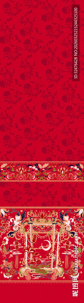 红色喜庆花纹装饰汉服