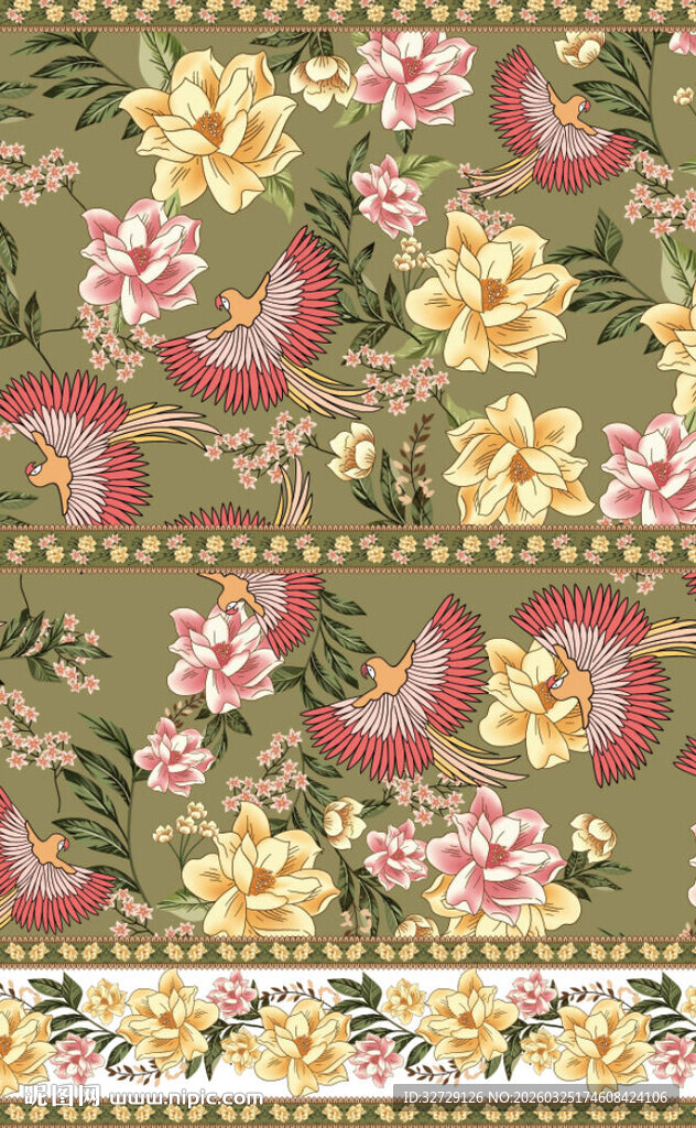 复古花卉图案织物