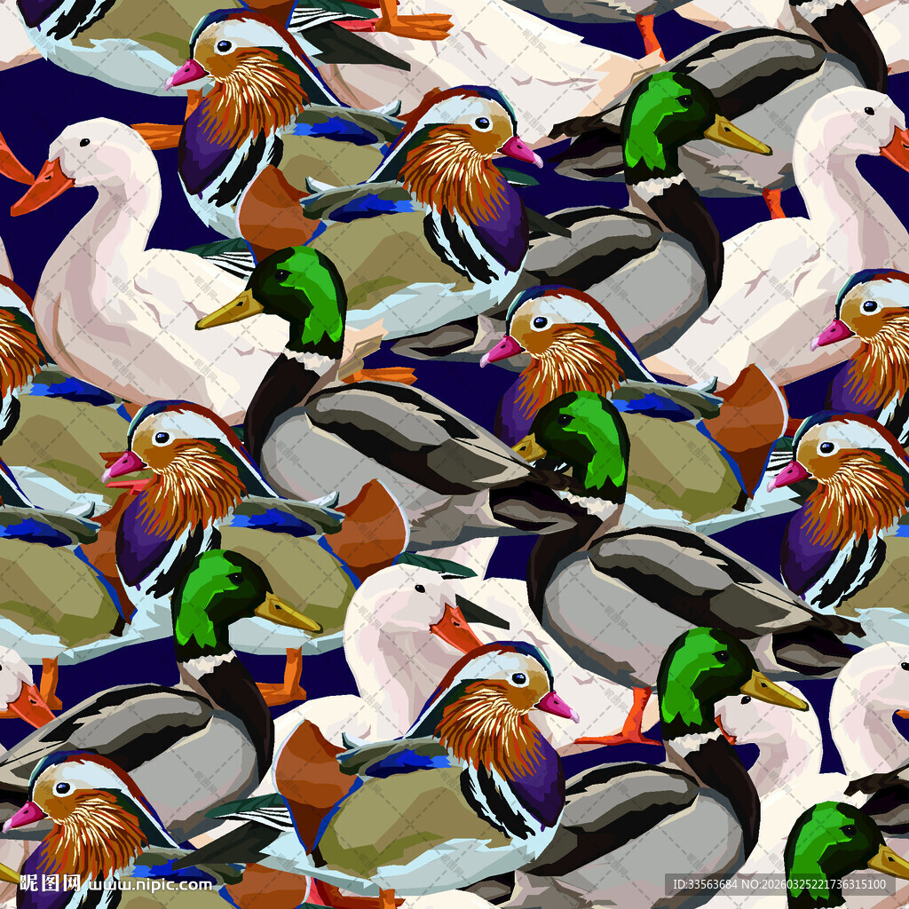 群鸭戏水图案设计素材