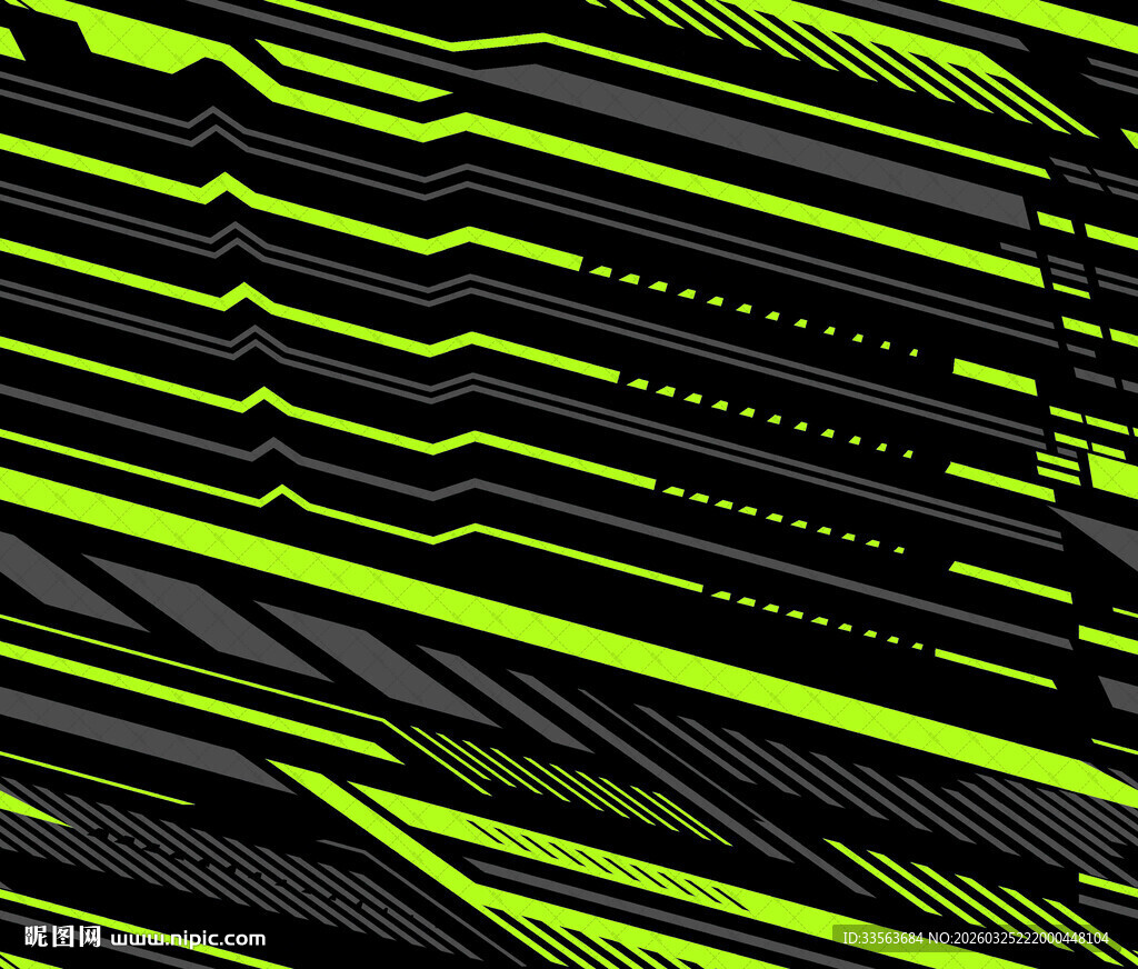 荧光黑底线条抽象图案