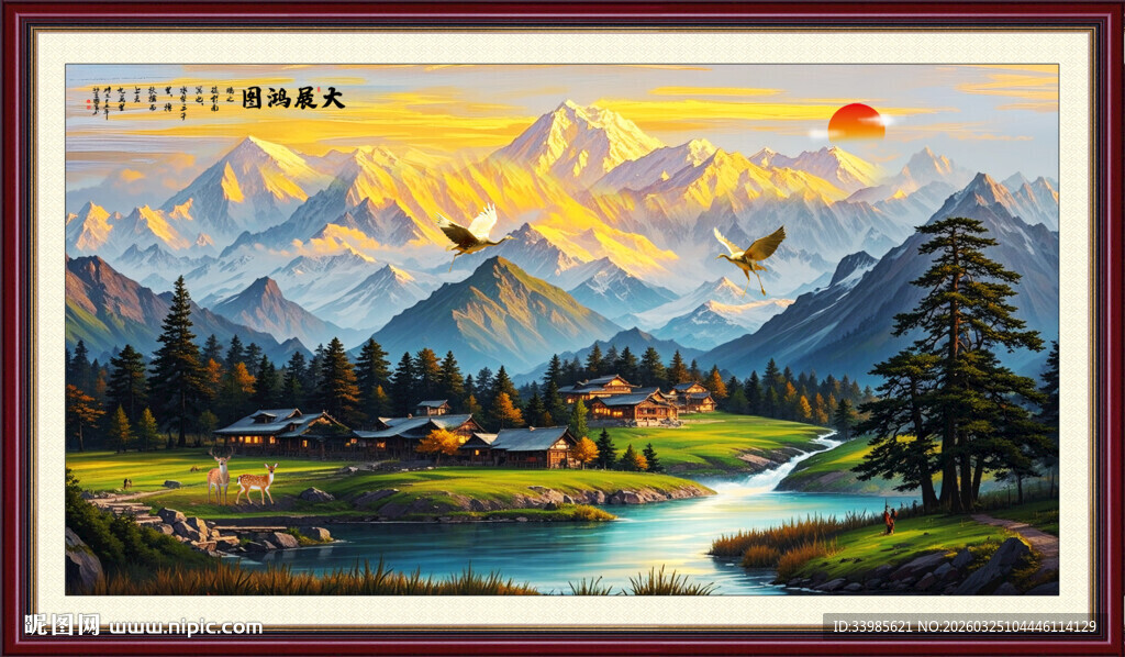 日照金山油画