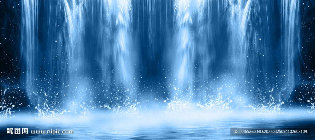 高清蓝色瀑布