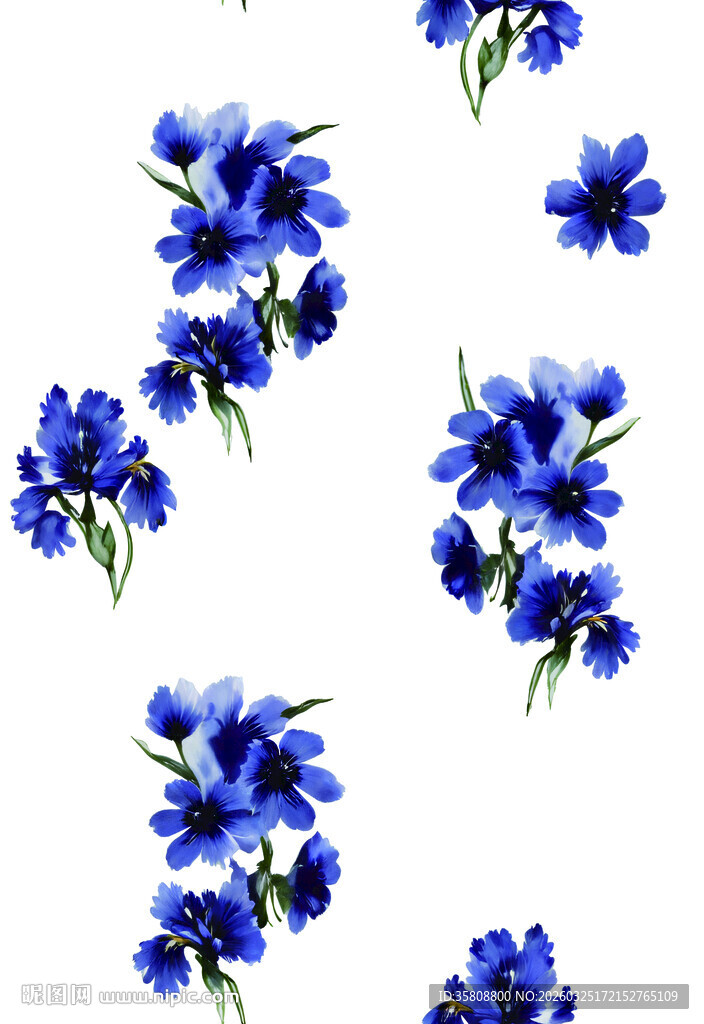 蓝色花卉图案