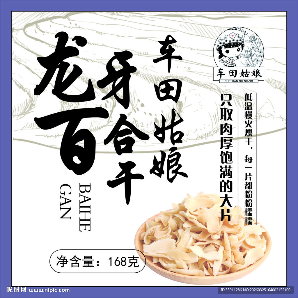 羊田姑娘龙牙百合干