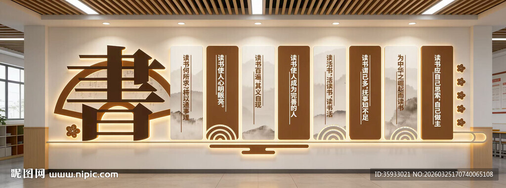 中式阅读文化墙