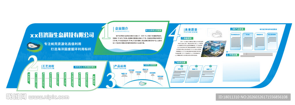 生态科技信息展示展示墙蓝色企业