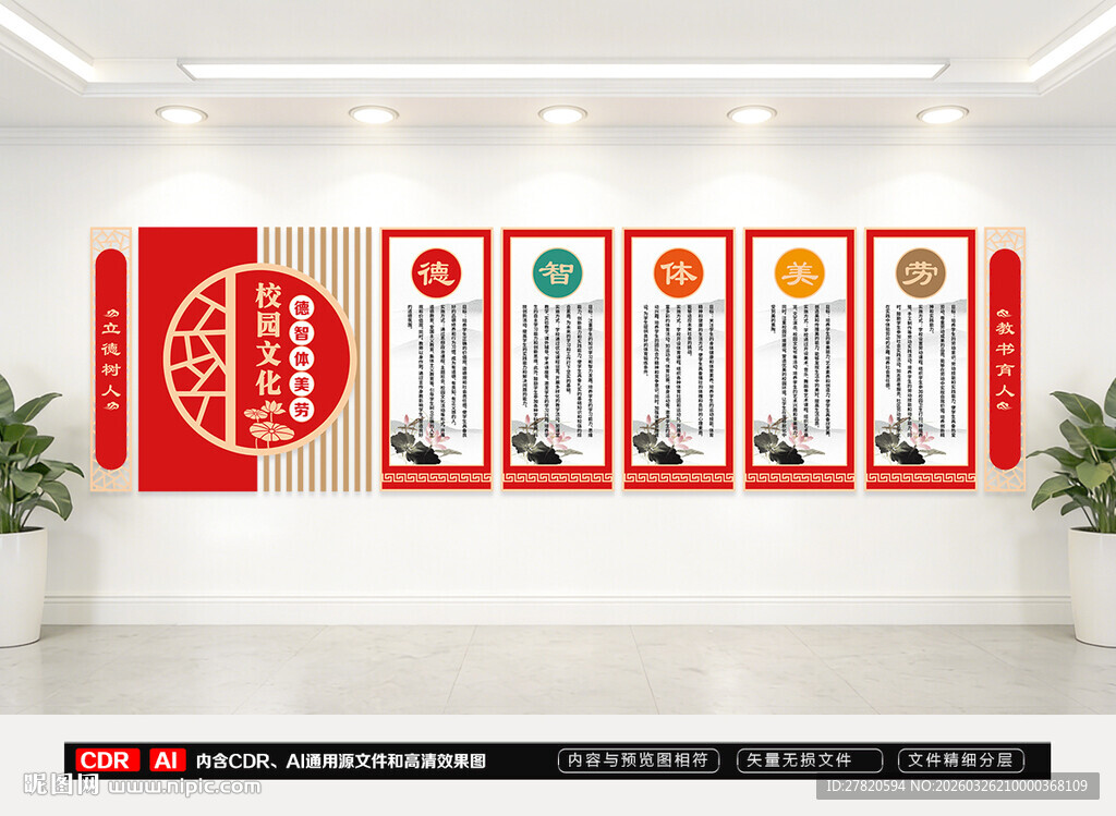 五育并举校园文化墙