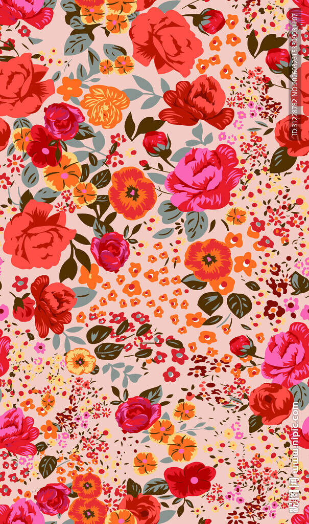 缤纷花卉图案色彩绚丽