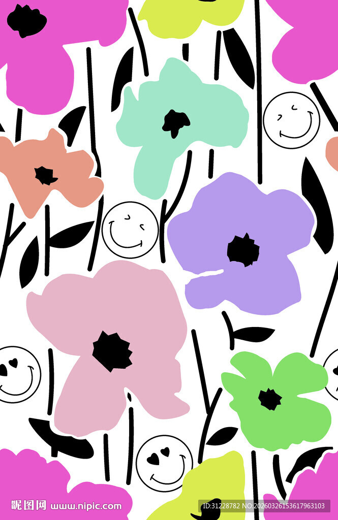 多彩花卉图案背景设计