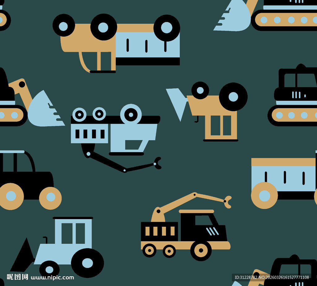卡通工程车图案背景