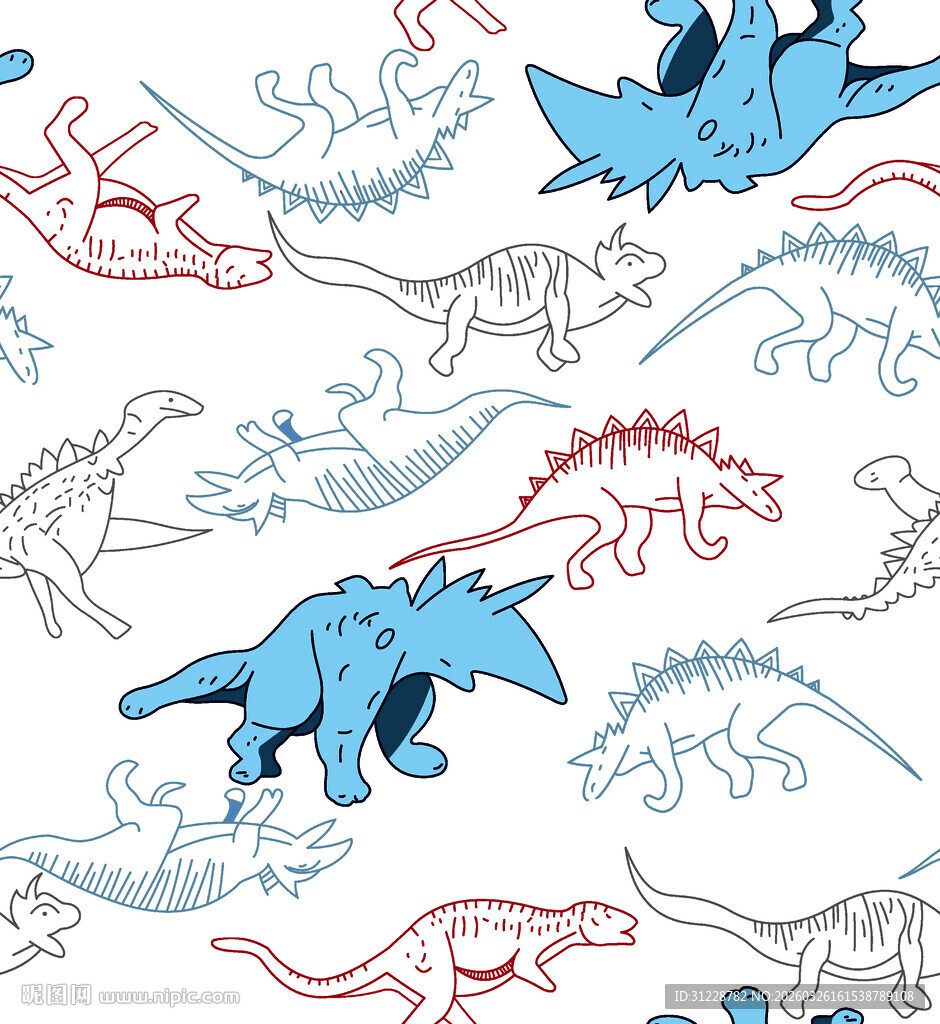 多彩恐龙图案背景设计