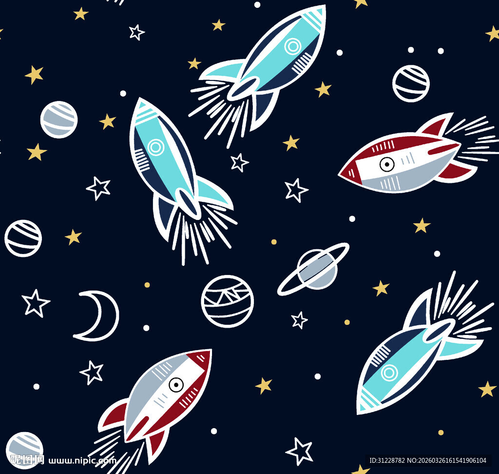 太空火箭飞船梦幻插画