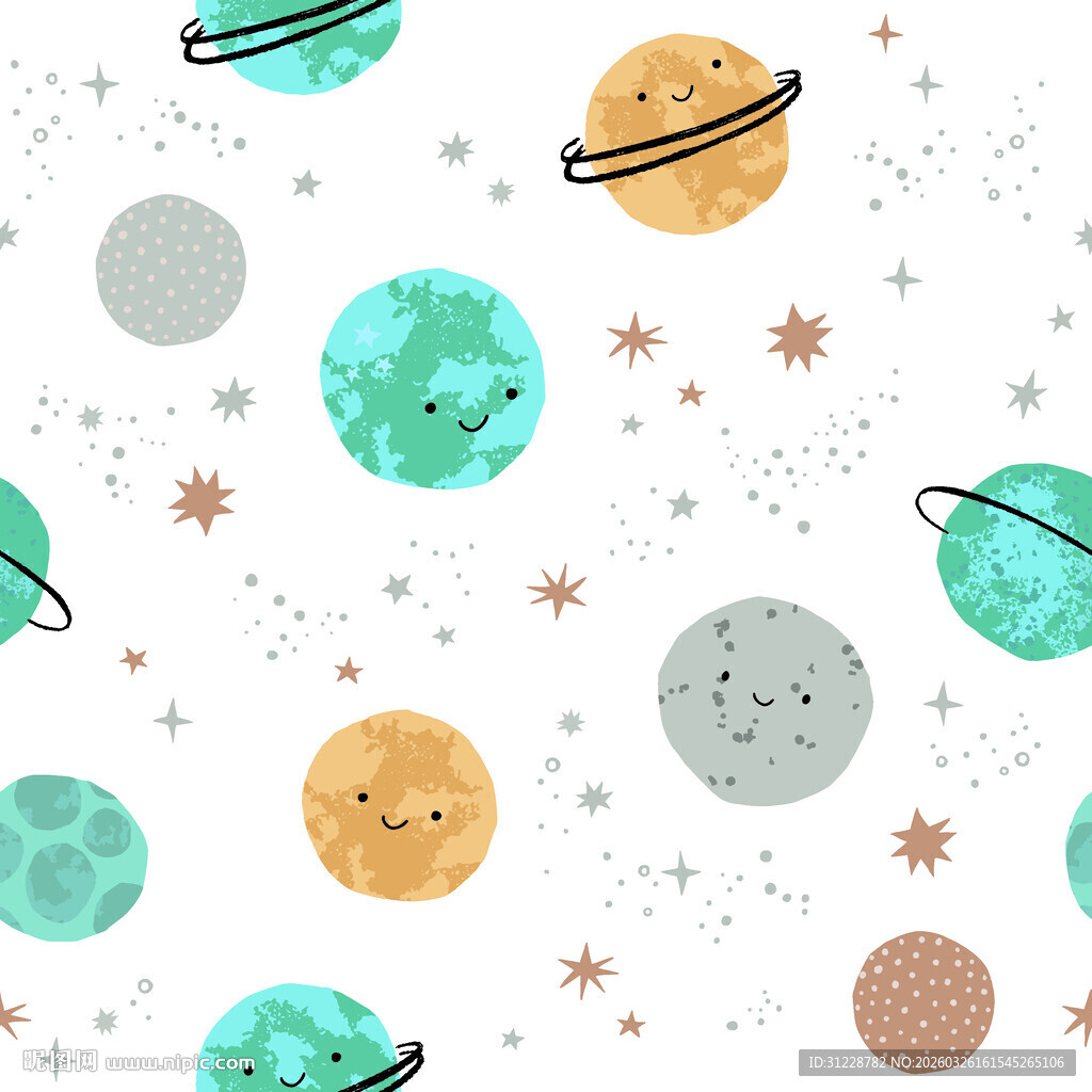 可爱卡通星球图案背景