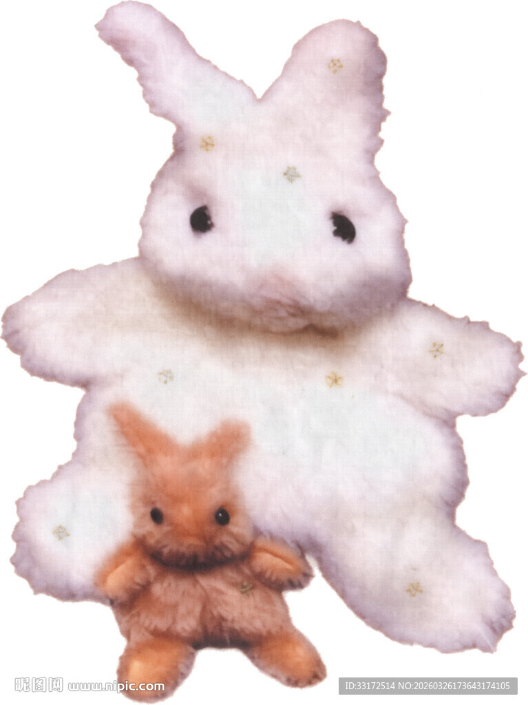可爱白兔与棕色小兔玩偶