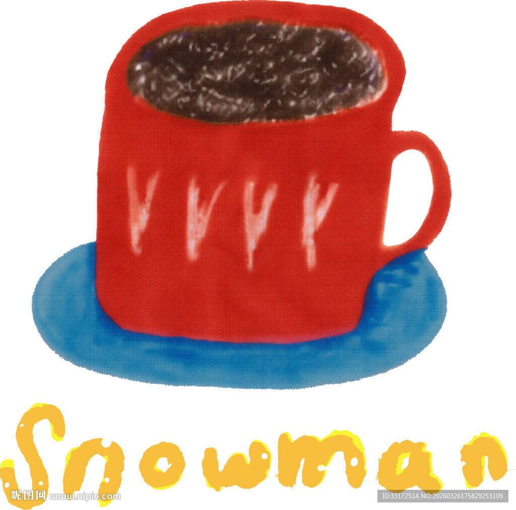 红色雪人咖啡杯插画