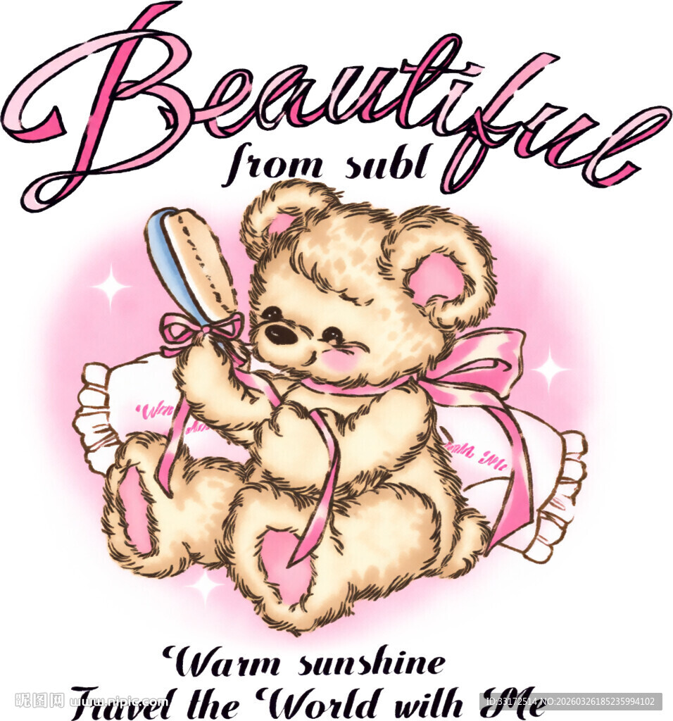 可爱小熊手持棒棒糖图案