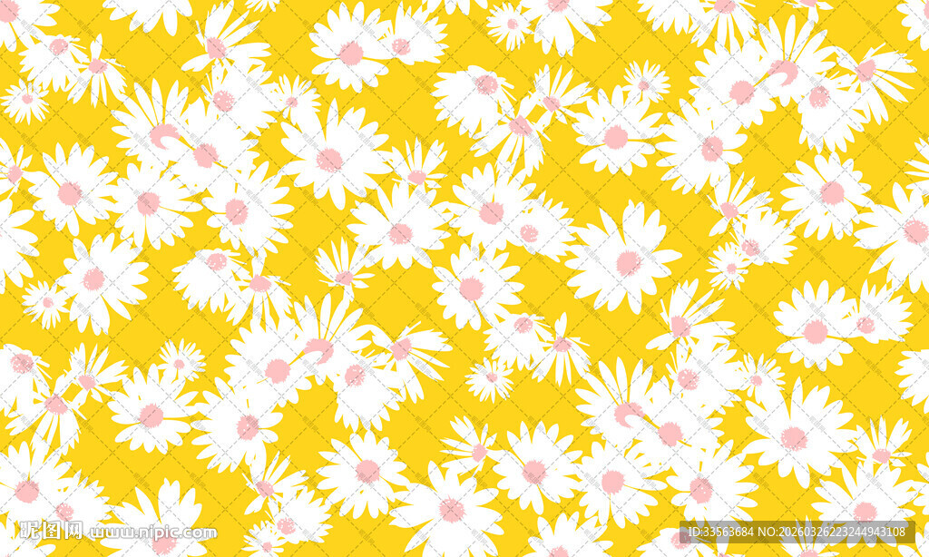 黄色底白色花卉图案