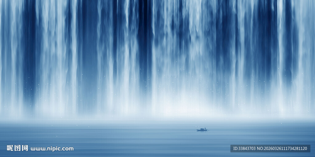 源远流长瀑布山水画背景图