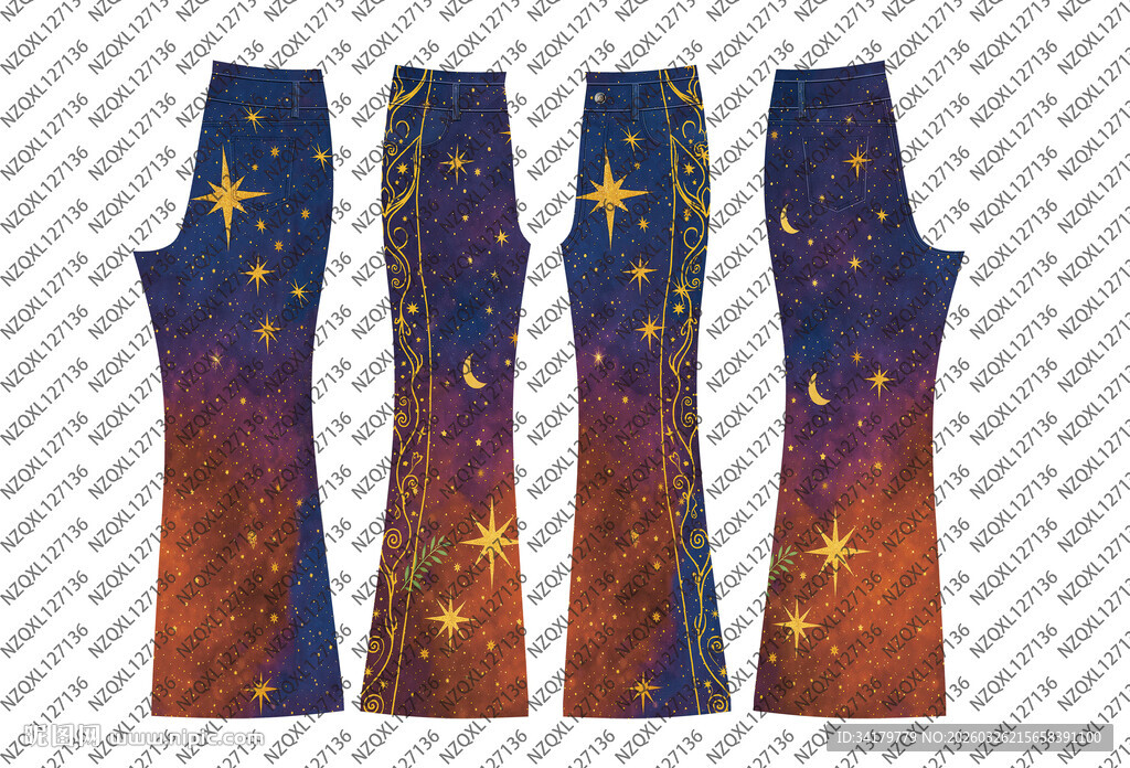 星空图案长袖T恤设计