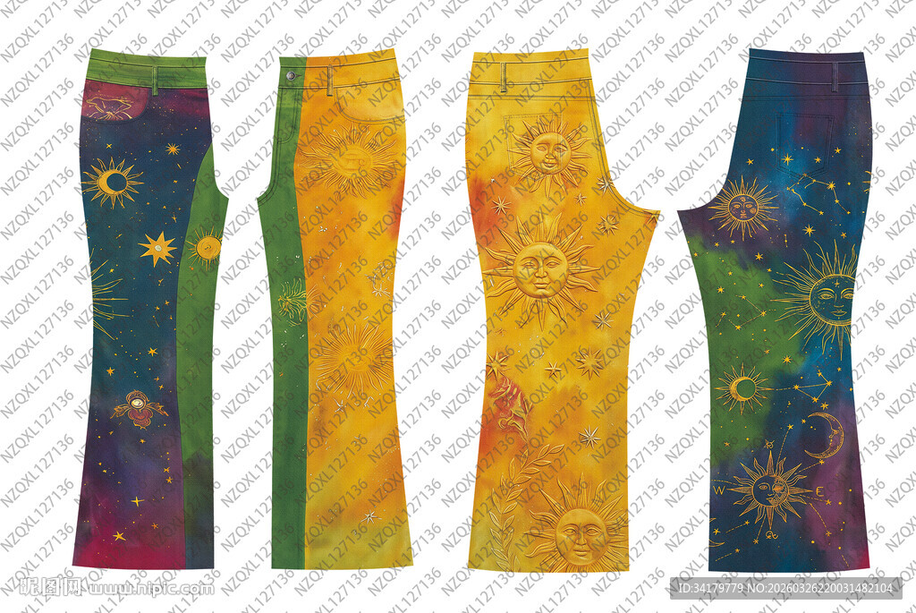 多彩扎染风女士长裤展示