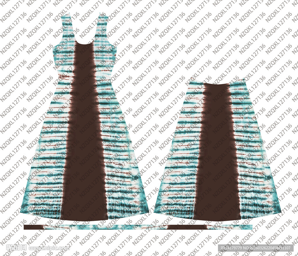 条纹拼接连衣裙设计图