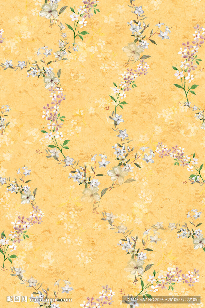 黄色花卉图案背景纹理