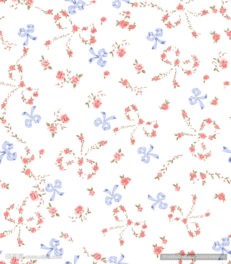 碎花图案背景清新花卉风