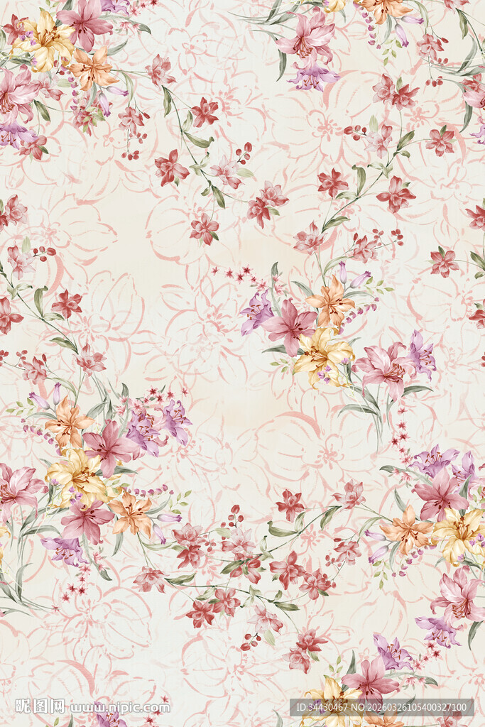 复古碎花图案背景纹理