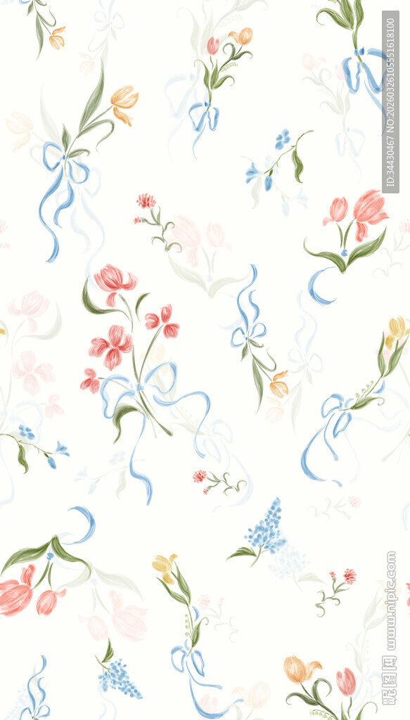 清新花卉水彩图案背景