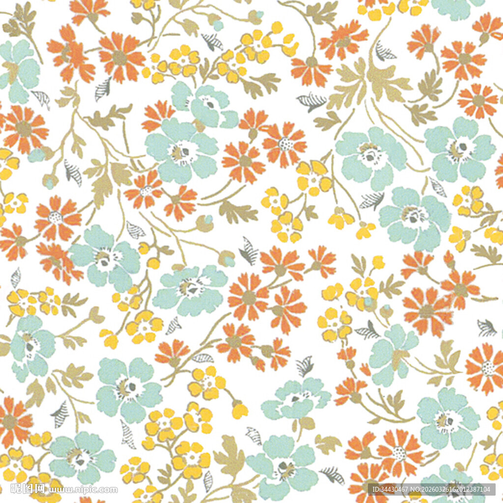 多彩花卉无缝图案背景