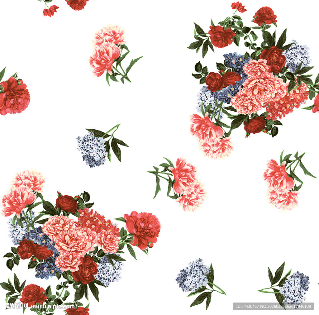 花卉图案清新浪漫印花