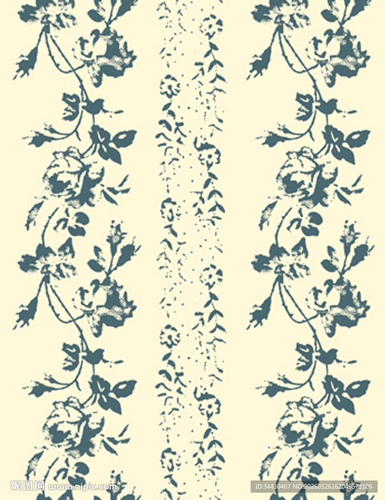 蓝白花卉图案背景纹理