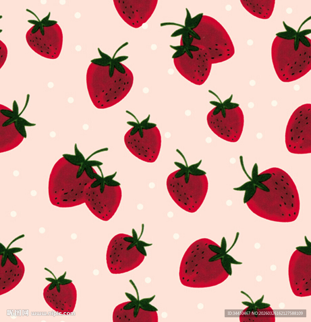 草莓图案背景清新可爱