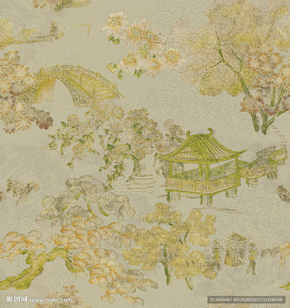 古风山水亭阁景致图