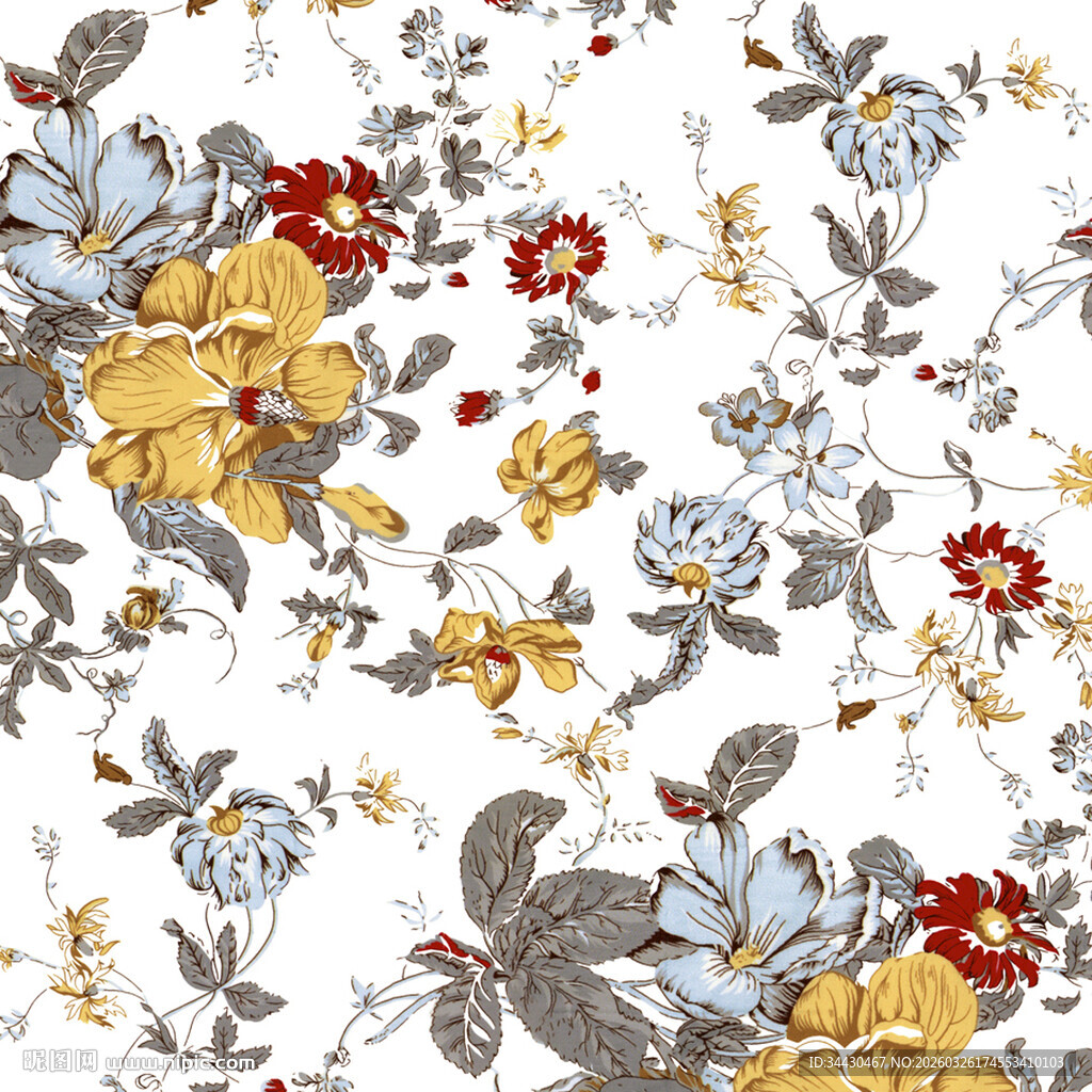 花卉图案无缝背景图