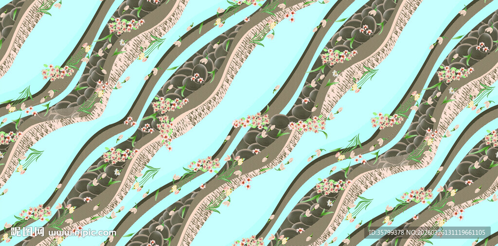 蓝绿相间的波纹图案纹理