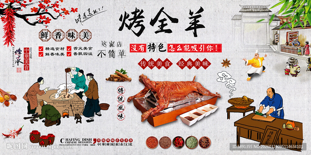 烤全羊背景墙