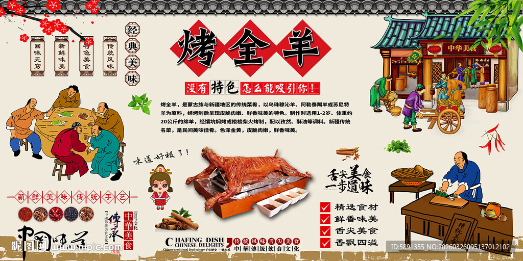 烤全羊背景墙