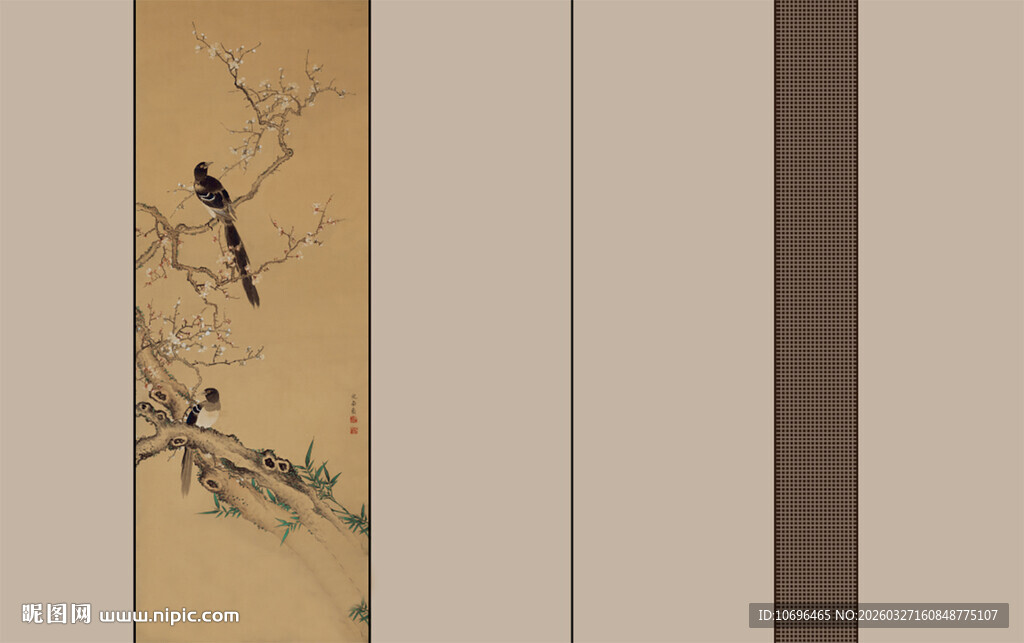 宋氏美学新中式花鸟背景墙壁画