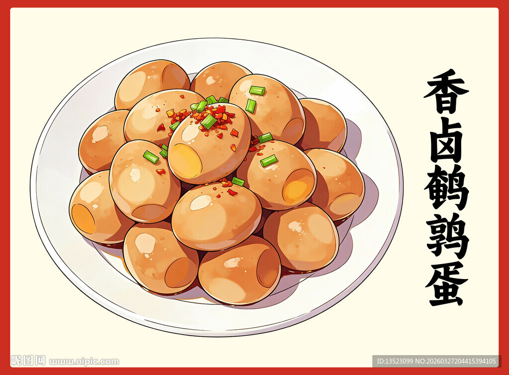 香卤鹌鹑蛋美食插画