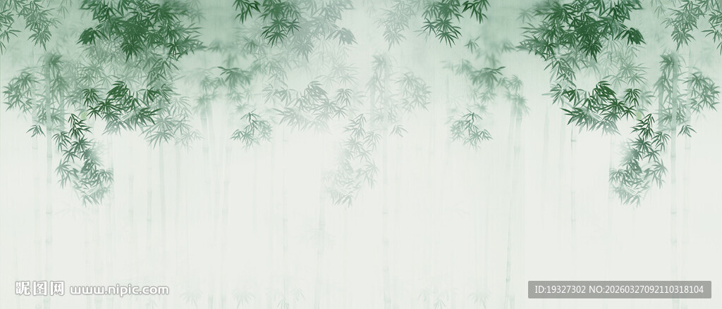 清新灯箱新中式水墨竹子