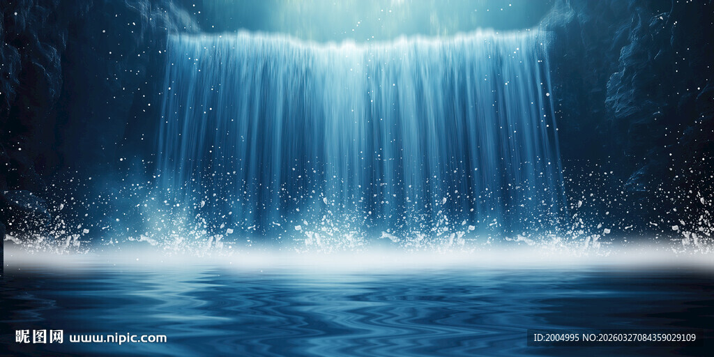 高清蓝色瀑布