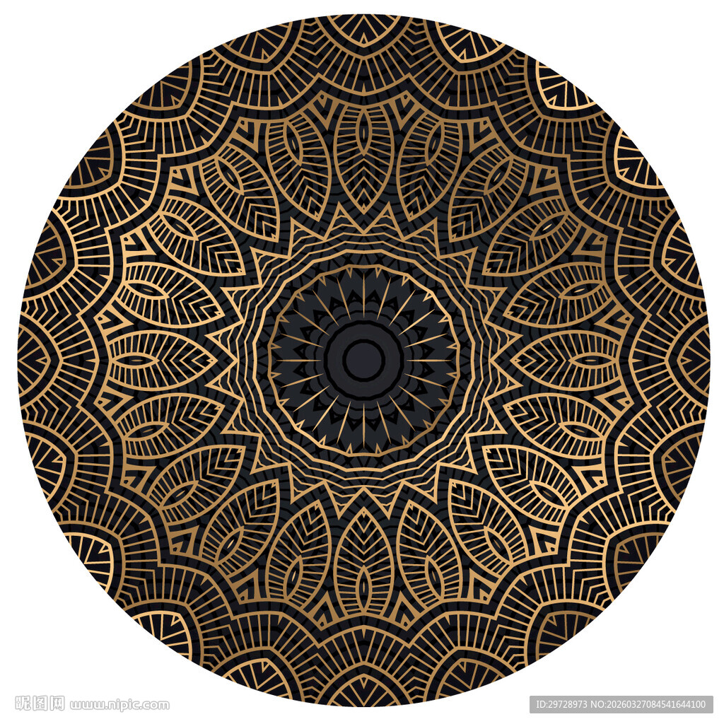 圆形曼陀罗花纹图案设计