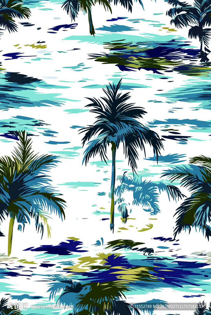 热带风情棕榈树印花图案