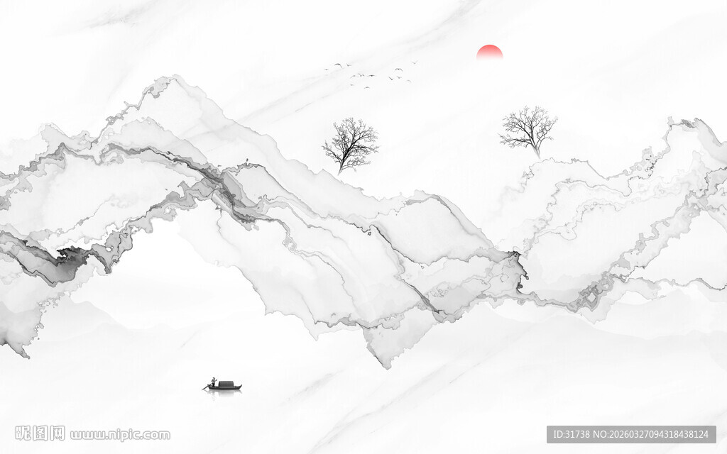 水墨画软膜天花背景