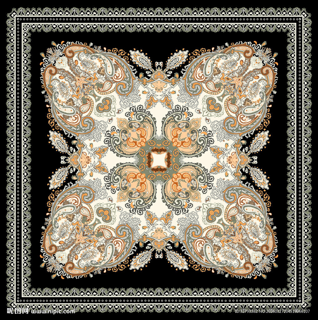 复古花纹方形图案