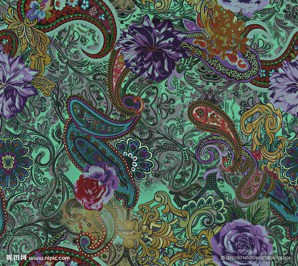 复古花卉佩斯利花纹图案