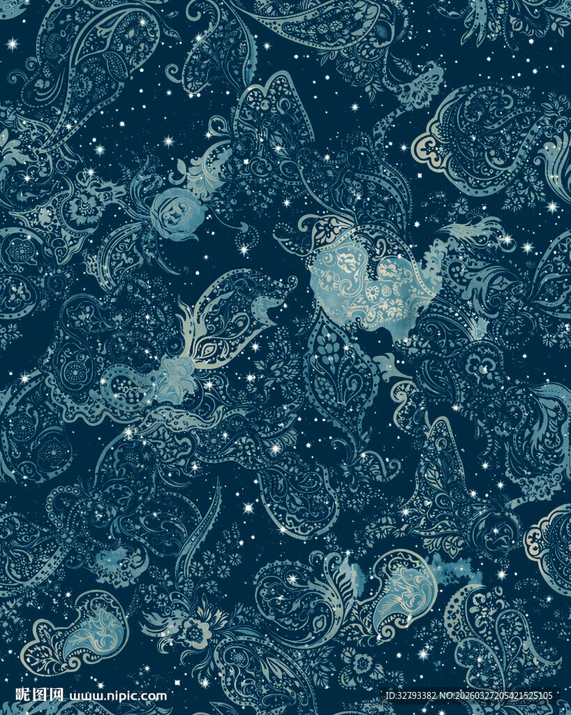 深蓝海洋生物图案纹理