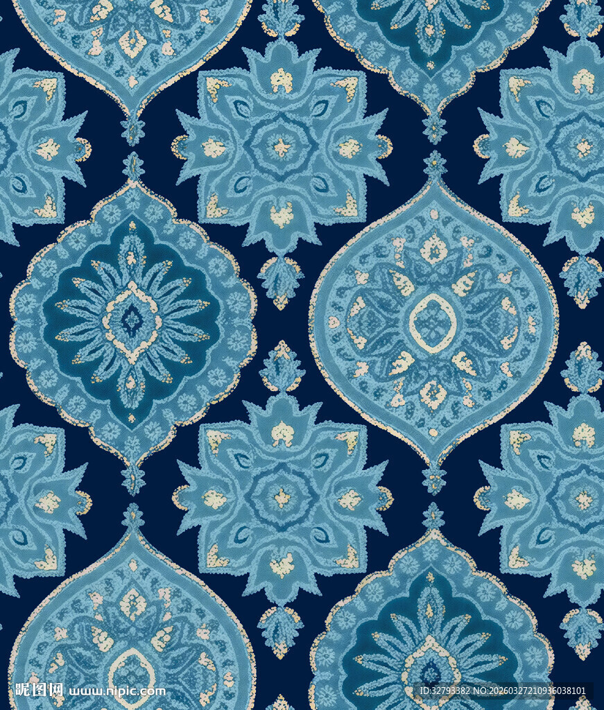 蓝色精美花纹图案背景