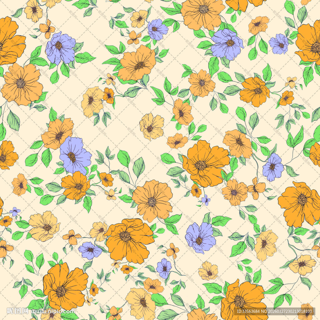 花卉图案背景 清新自然风